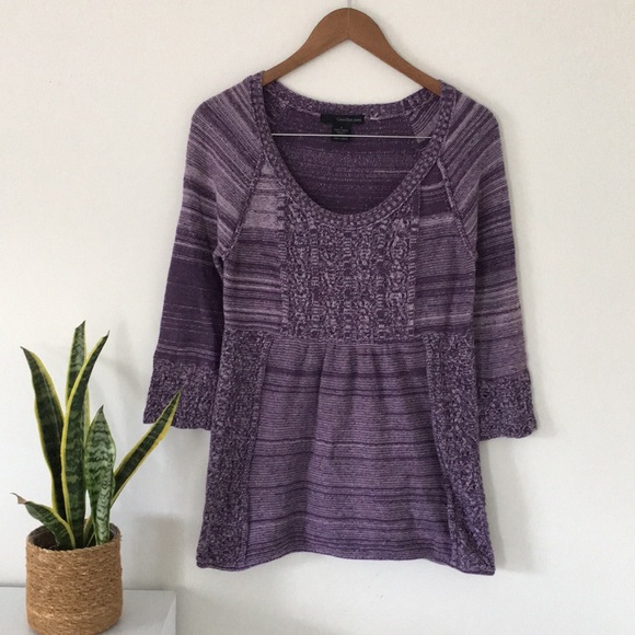Calvin Klein Jeans Purple Sweater Size Medium 3/4 Sleeve